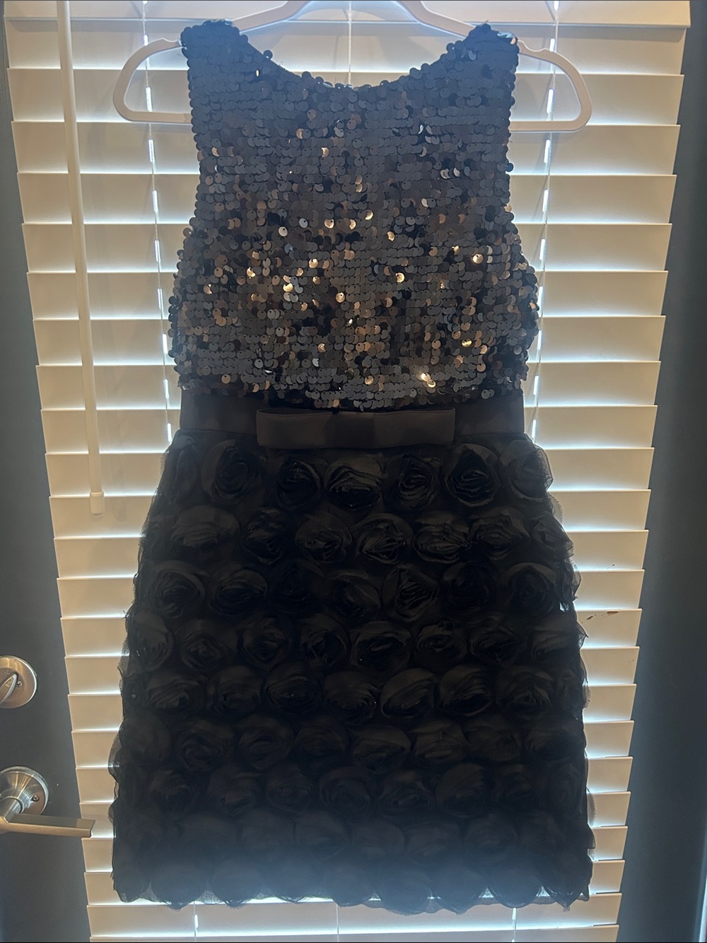 kate spade Black Sequin Bodice Rosette Skirt Dress